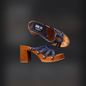 Vtg 90s Y2K Anna sui for candies denim & wood heel